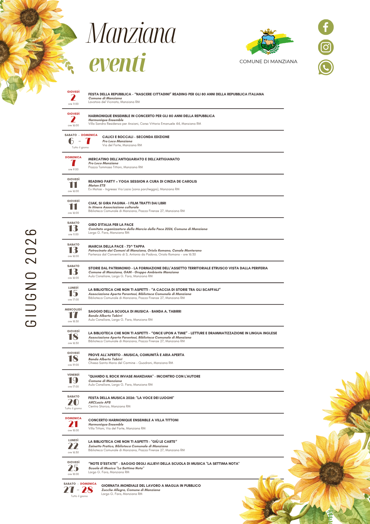Eventi giugno 26
